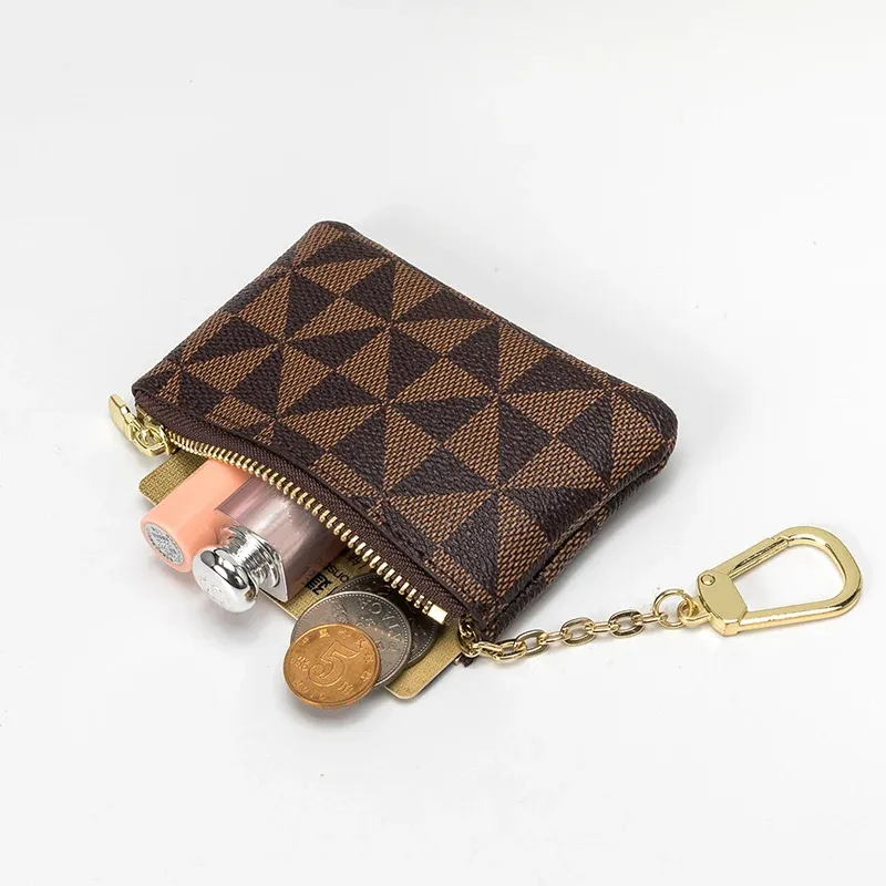 Plånböcker Klassisk plånbok handväska varumärkesdesigner Zipper mynt handväska läder nyckelväska unisex läderväska nyckelchian handväska och plånboksmynt
