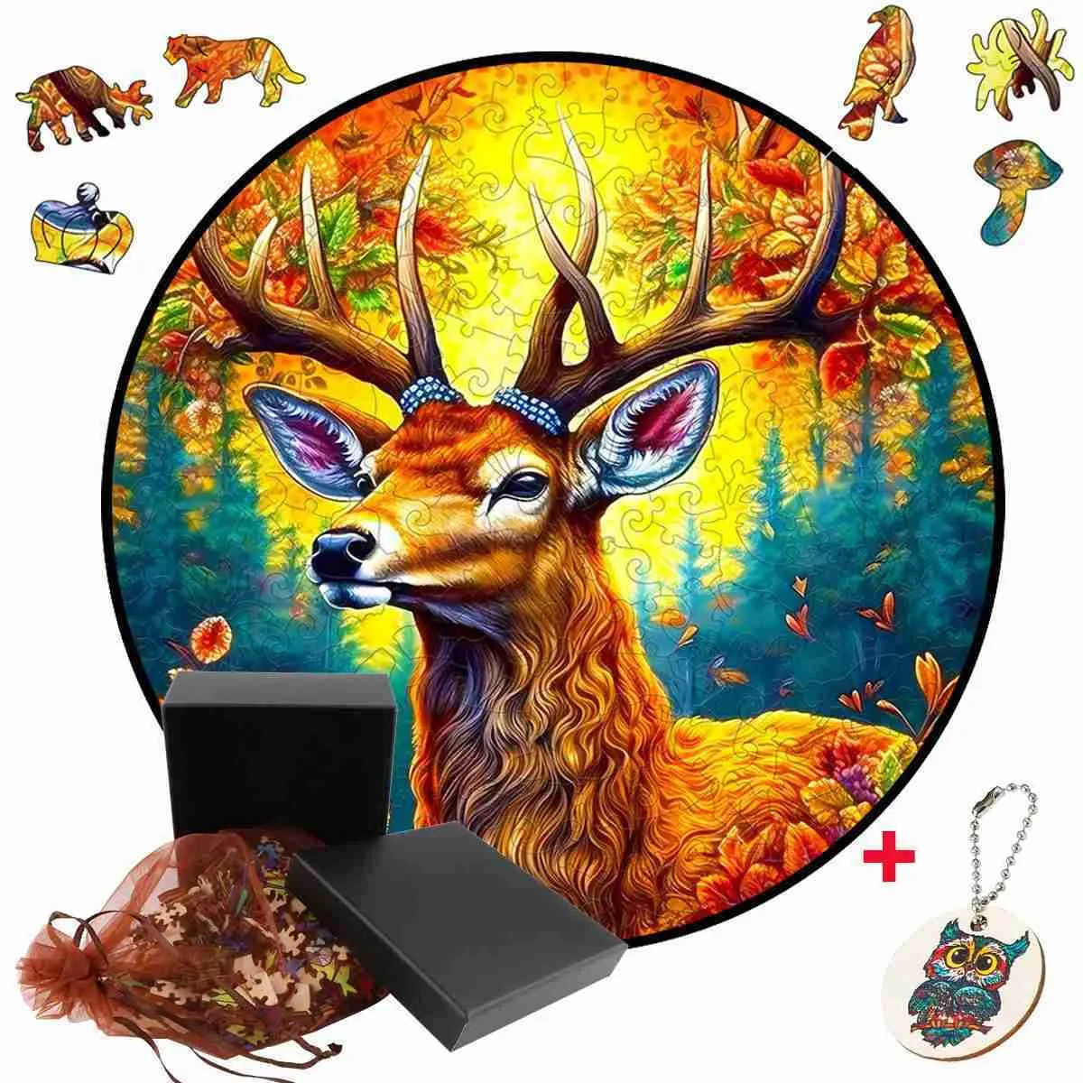 3Dパズルユニークな不規則な鹿動物の形パズルdiy木製ジグソーパズルファミリーゲームウッドクラフト大人の子供クリスマスギフトホーム装飾240419