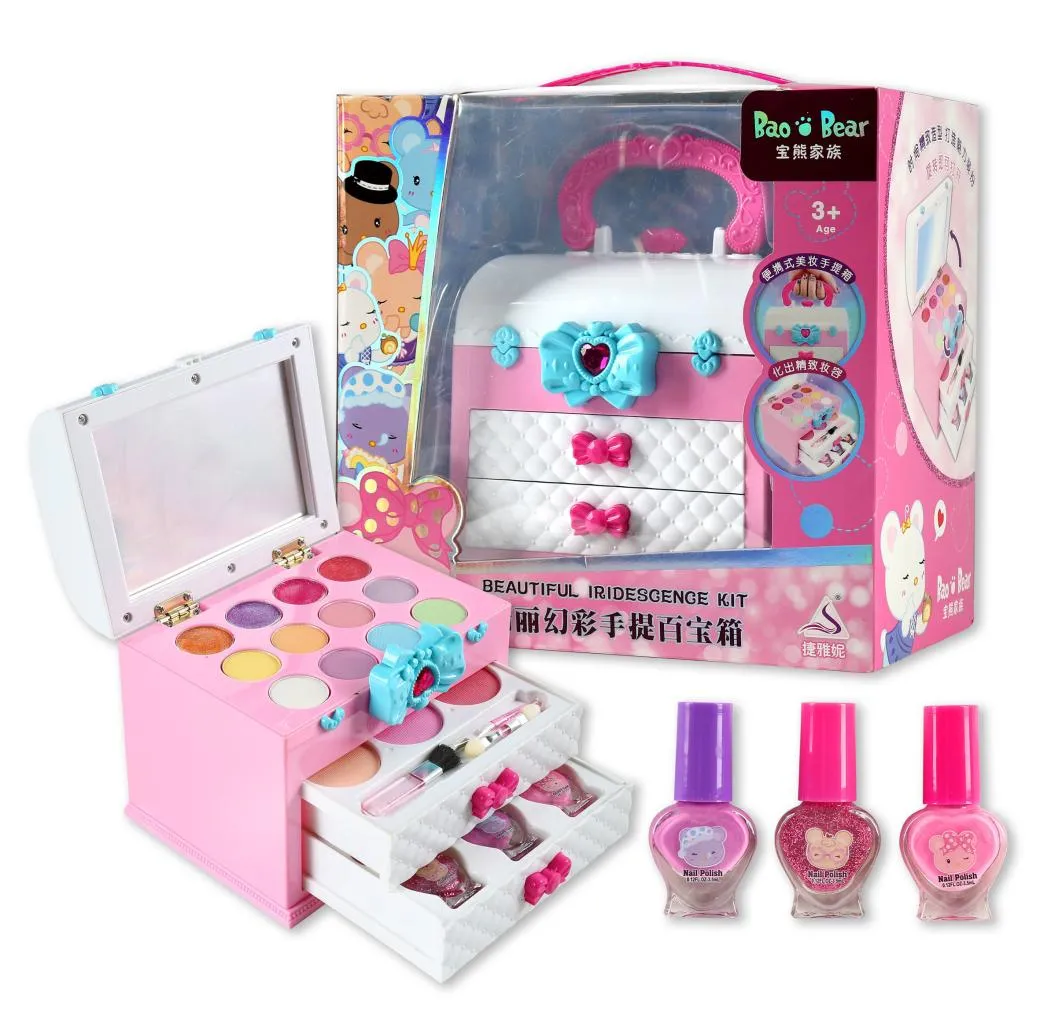 Enfants Make Up Toys Dreshing Table Fashion Beauty Set SAFE SAFE NONTOXIC FACILLE TOTER MAKEUP Kit For Dress Girl Play House Cadeaux LJ5230566