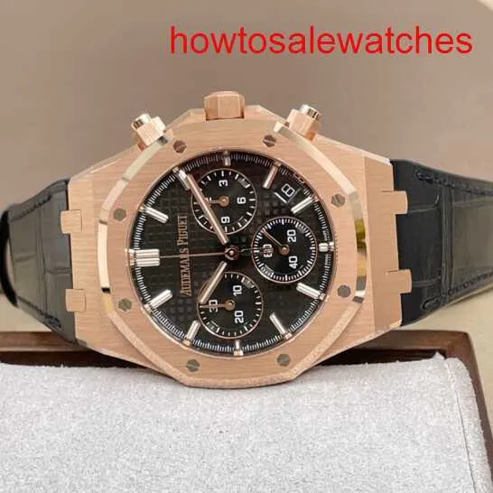 Womens AP pols horloge Royal Oak Series 26240or Rose Gold Black Belt Mens Fashion Plave Business Sports Back Transparant Mechanical Watch