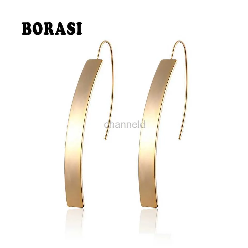 Other BORASI Long Dangle Earrings For Women Stainless Steel Gold-Color Punk Trendy Rectangle New Girl Earrings Elegant Jewelry Wedding 240419