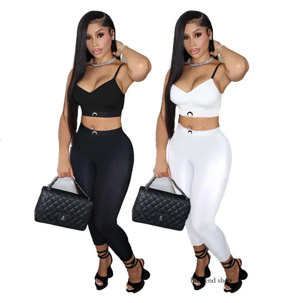 Fashion Women Two Piece Pants Set Moon Printed Tank Tops Tracksuit Sexy Bodycon Pant Sets Outfit Top and Long Pants 551