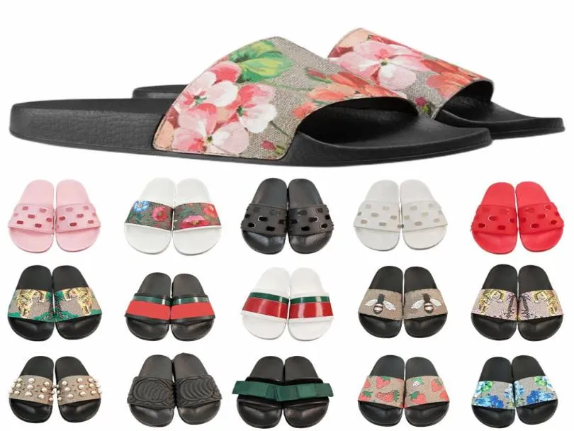 Para designerska G Blooms Floral Brocade Slides Kapcie platformy sandałowe E dla mężczyzn Kobiet Tiger Bee Bottoms Flip Flip Flops Strip9491406