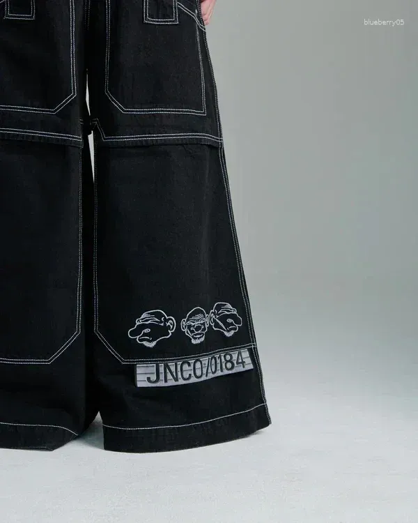 Pantaloni maschili jnco gamba larga jeans uomini y2k oversize grandi pantaloni da tasca da tasca