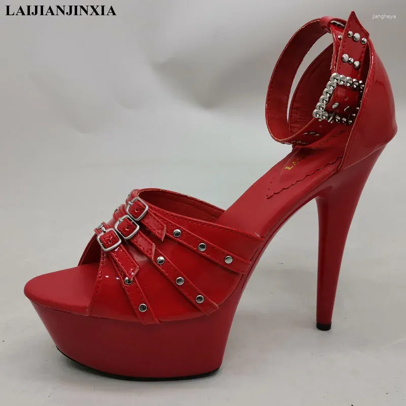 Buty taneczne Laijianjinxia Pu Sexy egzotyczny taniec tańca Sandały Sandały 15 cm obcasowe Pasek Rozmiar 34-46 H032