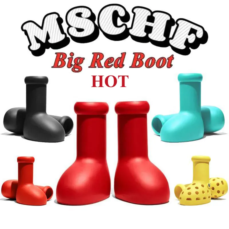 MSCHF Astro Boy Big Red Black Boots Rain Boots Designer Men Women Boot Eve Rubber Reps Over The Knie Booties Cartoon schoenen Dikke Bottom Platform Mens Sneakers