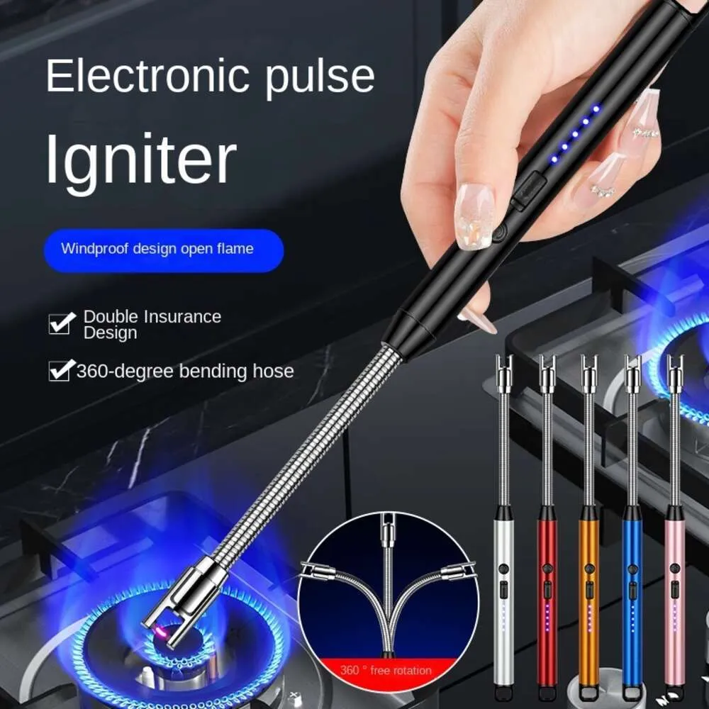 New Electronic Pulse Igniter with 360-degree Bendable Hose Lighter for Home Kitchen Candle Aromatherapy
