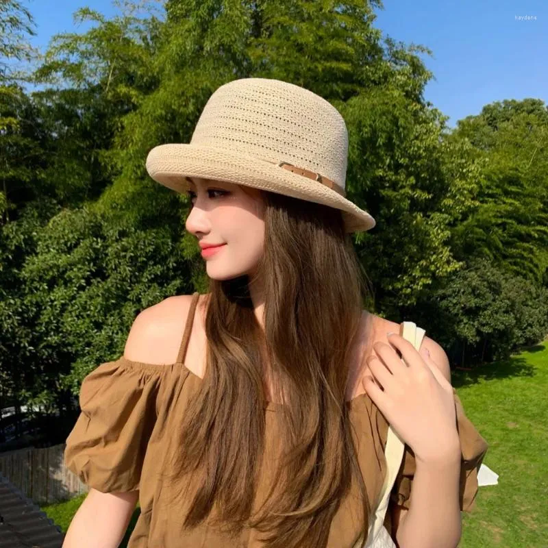 Boinas de fivela clássica Chapéus de balde pequenos para mulheres respiráveis e dobráveis viseiras do sol