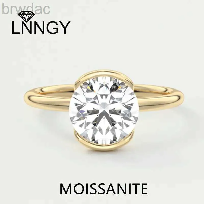 Кольцо для солятерии Lnngy 6,5 мм рамки Moissanite Diamond Ring For Women Wedding Bague изысканный 925 серебряный серебряный пасьян