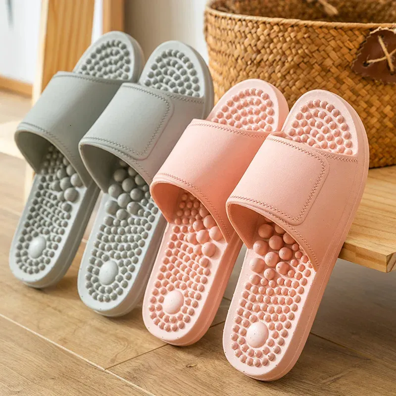 Vrouwen mannen masseren slippers unisex paar schoenen indoor huis zachte niet -slip slijtage slippers voor badkamer 240409