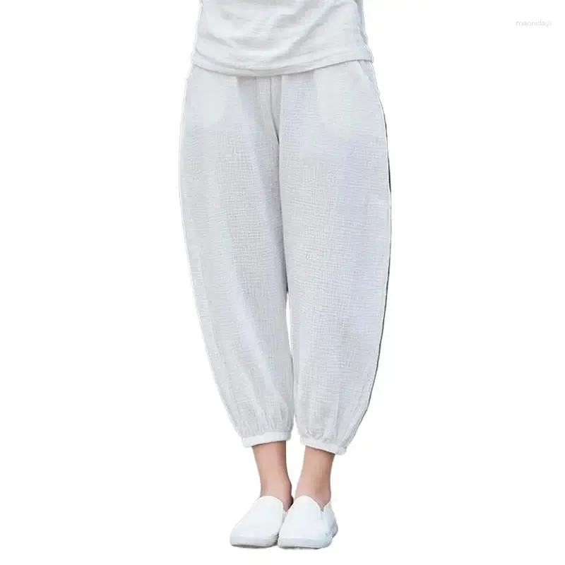 Pantaloni da donna oversize di lino di cotone casual da donna ankleleglength pantalone pantalone pantalone femmini