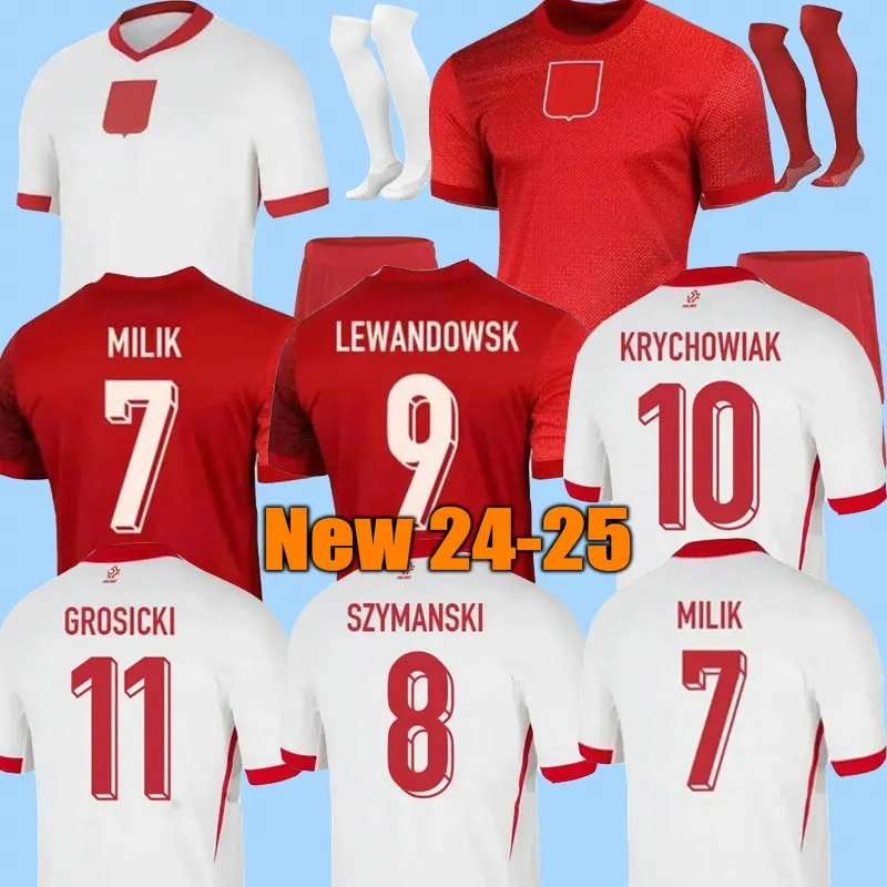 Kids Poland Jerseys de football Lewandowski Home Away 2024 Polska National Team Milik Piatek Grosicki Krychowiak Zielinski Football Shirt Kit Men Piszczek