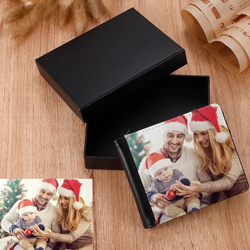 Billeteras personalizadas nuevas billeteras personal personalizados en impresión sencilla sencilla billetera múltiples billetera fotos de color personalizado billetera regalo de Navidad