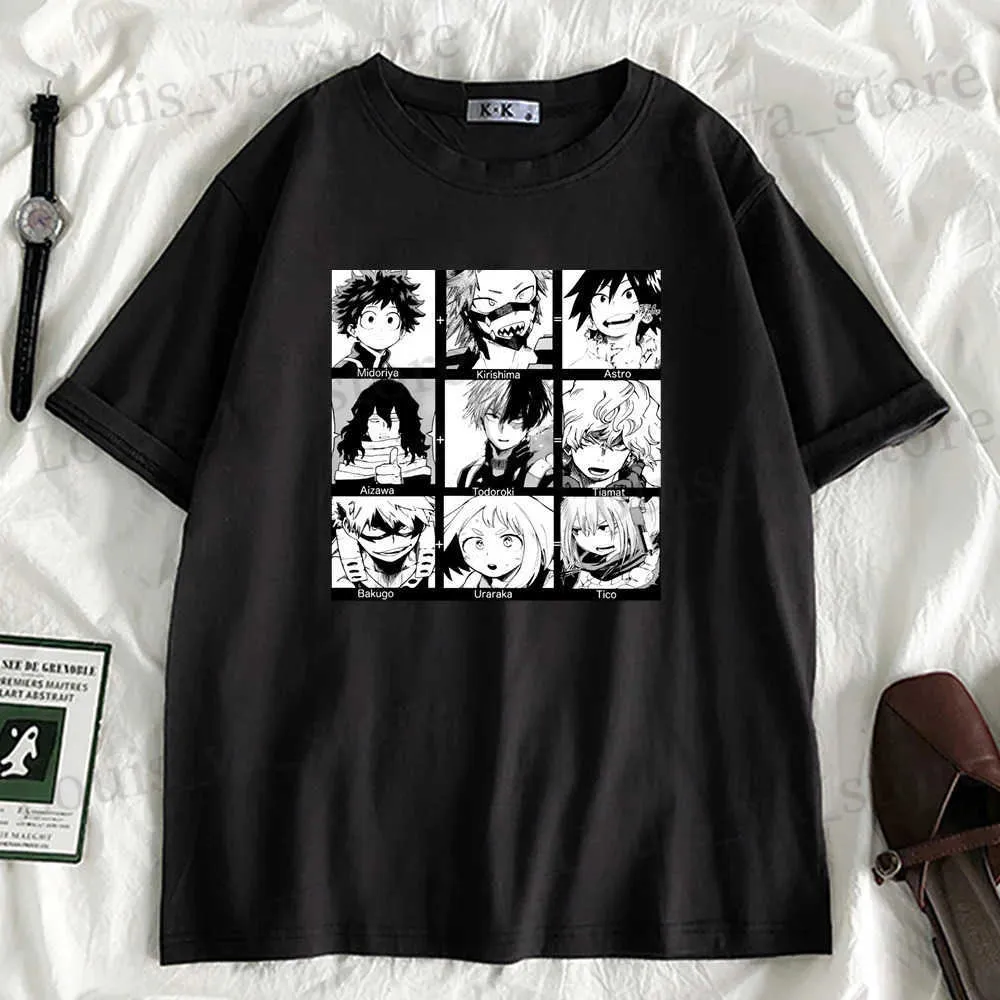 T-shirts masculins mon héros universitaire anime femmes drôles t-shirt fille y2k 90s harajuku kawaii graphique ts unisexe dessin animé gaiement du navire à linge T240419