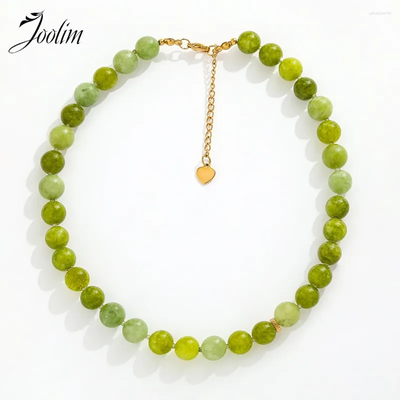 Chaines Joolim Bijoux en gros designer polyvalent Place Summer Fashion Green Stone Natural Stone In colorée Collier pour femmes