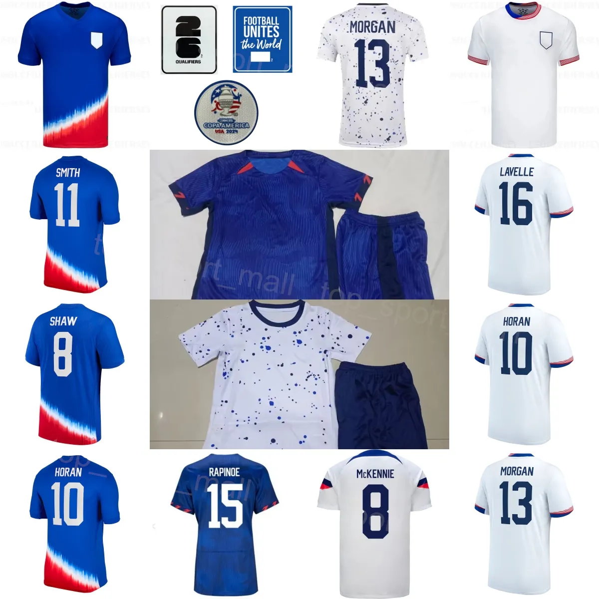 2024 Team USA USWNT 13 Alex Morgan Jersey Soccer 10 Lindsey Horan Christian Pulisic Jaedyn Shaw Rose Lavelle Rapinoe Sophia Smith Julie Ertz Football américain