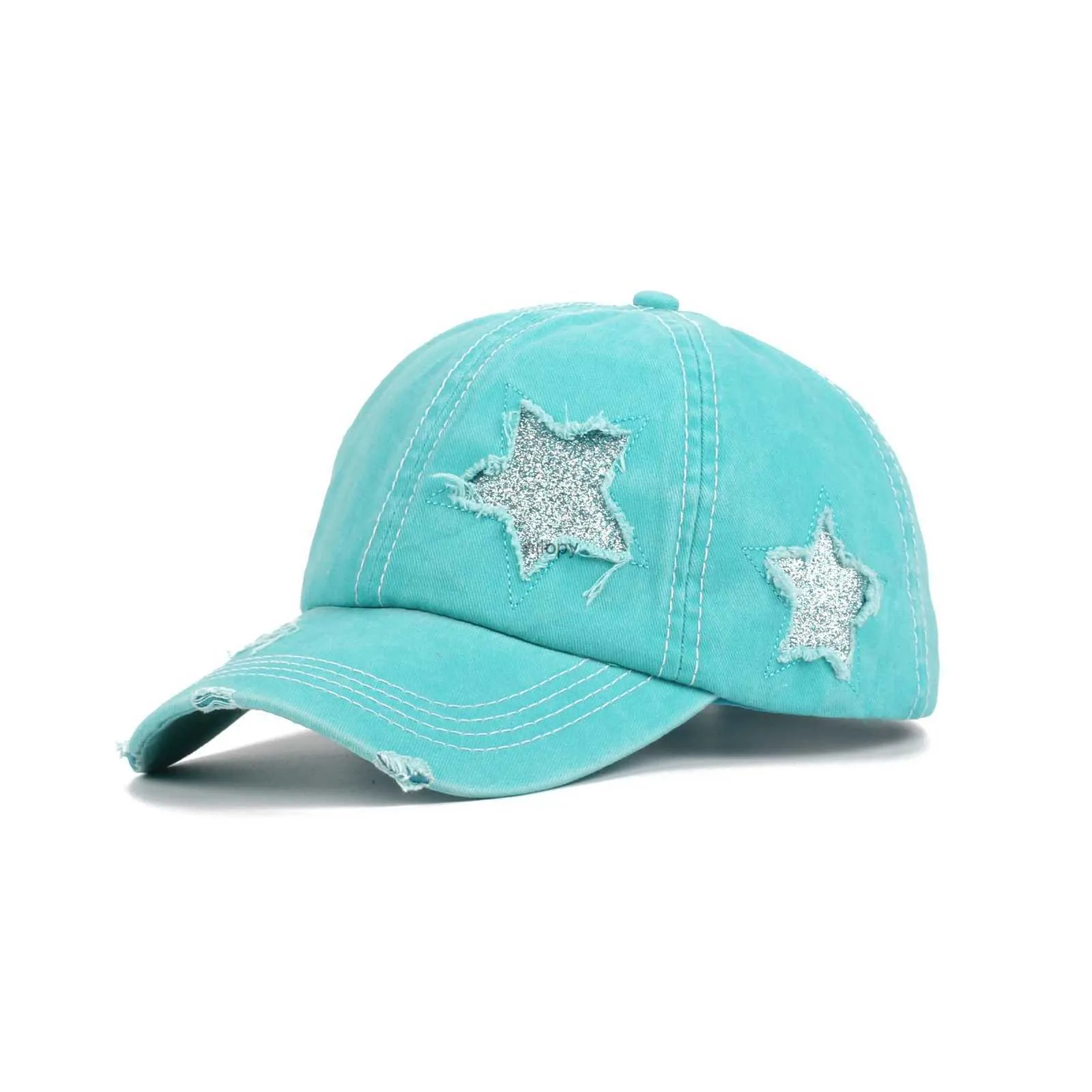 Tapas de pelota 6 colores Capa de pony alta y desgastada con estrella de brillo Summer Mesh Ball Ball Fashion Fashion Hip Hop Hats informal Ajustable