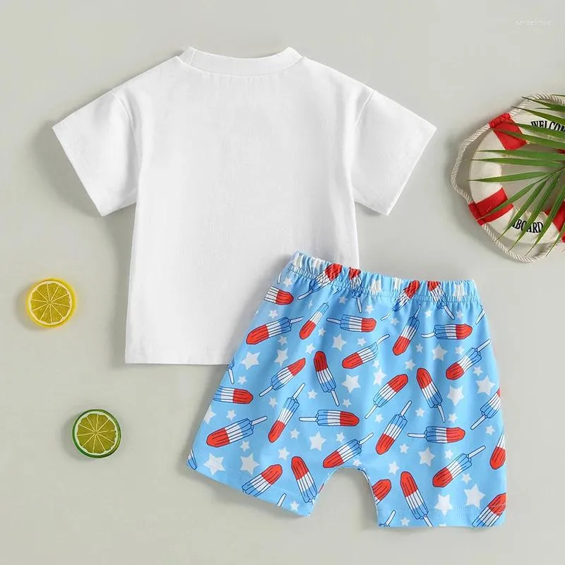 Roupas conjuntos de roupas infantil bebê 4 de julho Carta de roupa de roupa de impressão Sol moletom elástico Colo