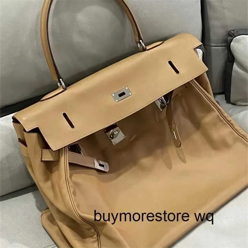 Deisgner 10a Calfskin 50cm Bag de ombro de ombro artesanal Ermes Bolsas de grife de designer super grande capacidade Bolsa de bagagem de bagagem feminina bolsa de viagem de couro macia Bolsa de edição limitada