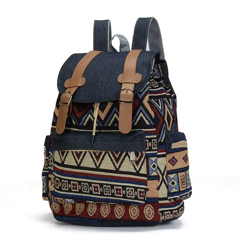 Backpacks High Quality Women Canvas Vintage Backpack Ethnic s Bohemian Schoolbag