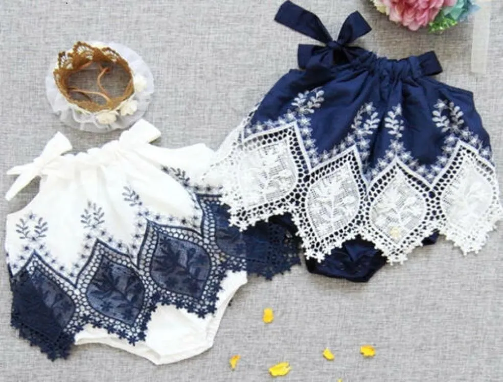 2019 Infant Newborn Baby Girl Sleeveless Halter Lace Patchwork Lovely Fashion Romper Jumpsuit Dress Clothes Summer Playsuit9888181