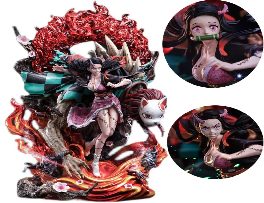 Toys drôles 34cm kimetsu no yaiba kamado nezuko kochou shinobu gk anime japonais pvc d'action figure jouet collecble2091366