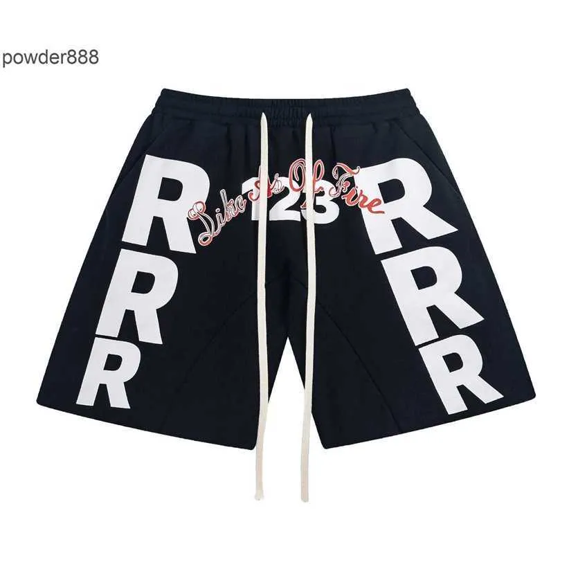 24ss High Street Loose Capris Sports Pants Number Letter Printed Drawstring Loop Shorts Unisex