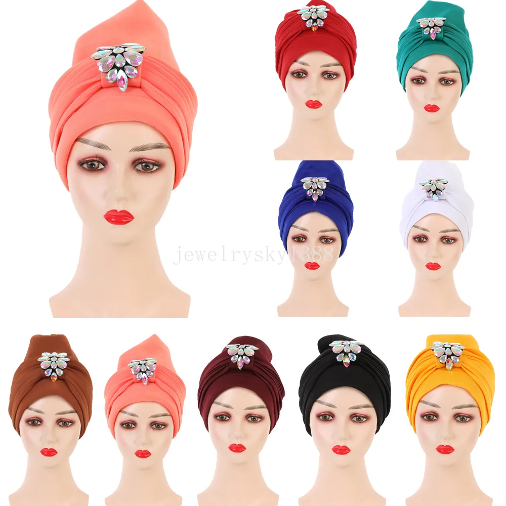 African Aso Oke Women Asslim Chemo Cap Hijab Hat Diamond Auto Gele Headtie Turban Wrap Wrap Bonnet Bonnet Hair Thair Wedding Cover