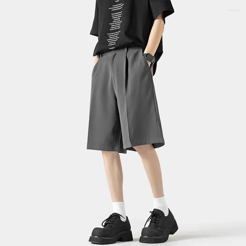 Shorts masculins de style coréen pantalon à cinq points Suit d'été Streetwear Couleur solide travail noir masculin 5xl
