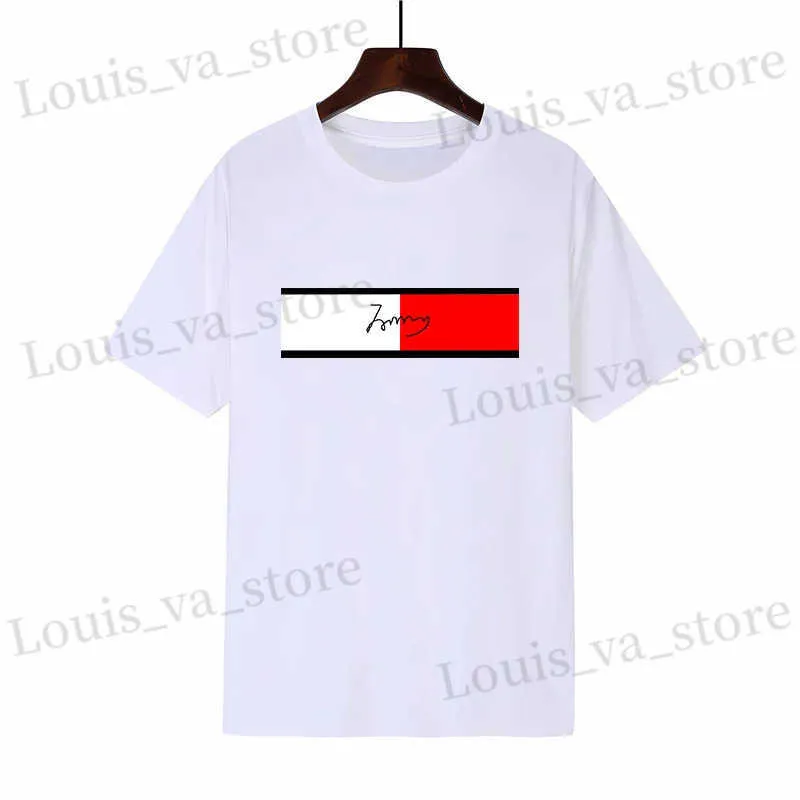 T-shirts voor heren modeheren sport rood witte print zomer t-shirt dames mode hoogwaardige korte slev losse t-shirt ademende top t240419