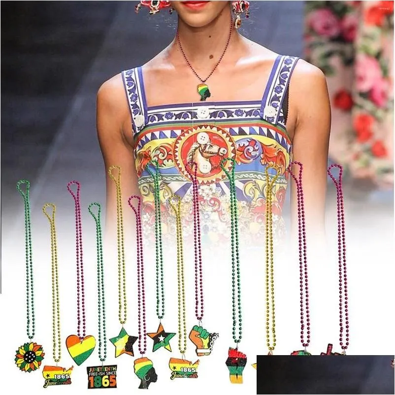 Cadenas Festival de Historia Negra Junes African Independence Day Collar Party Jewelry Pendents for Moms Drop entrega collares Dhrcz