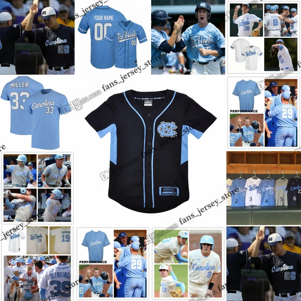 ترتدي الكلية البيسبول NCAA Custom Unc North Carolina Tar Heels Jersey Baseball Jersey 45 Hunter Stokely 21 Scott Forbes 33 Andre Miller 43 Matt Harvey 88 Kyle