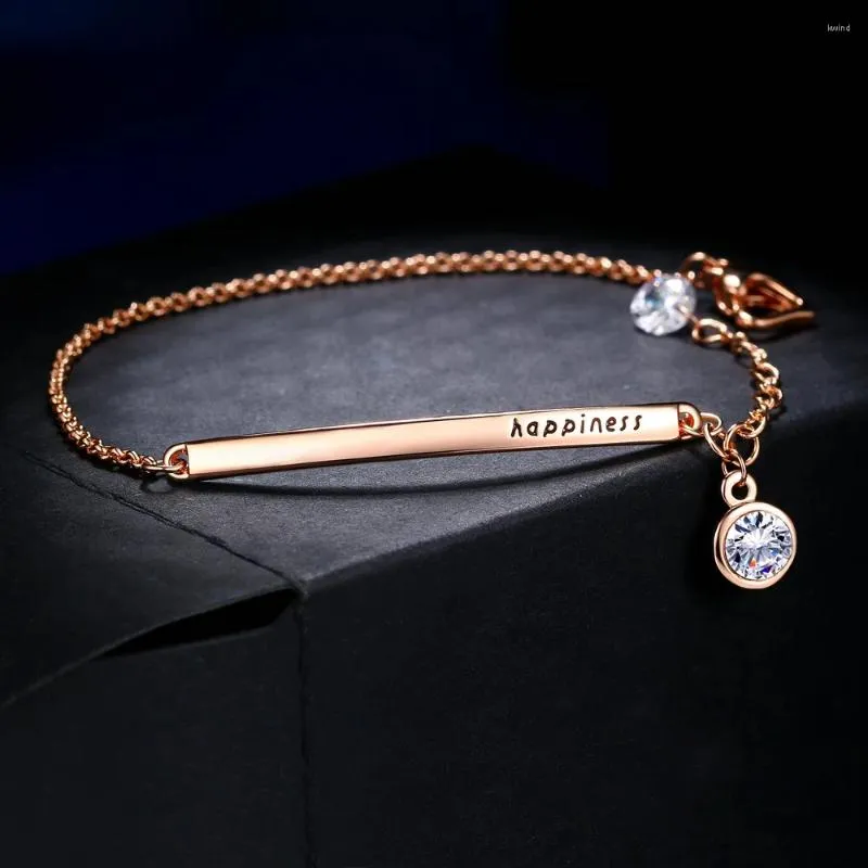 Link Bracelets Blacelet For Women OL Style Cubic Zirconia Rose Gold Color Austrian Crystal Fashion Jewelry Friendship Gift ZYH195