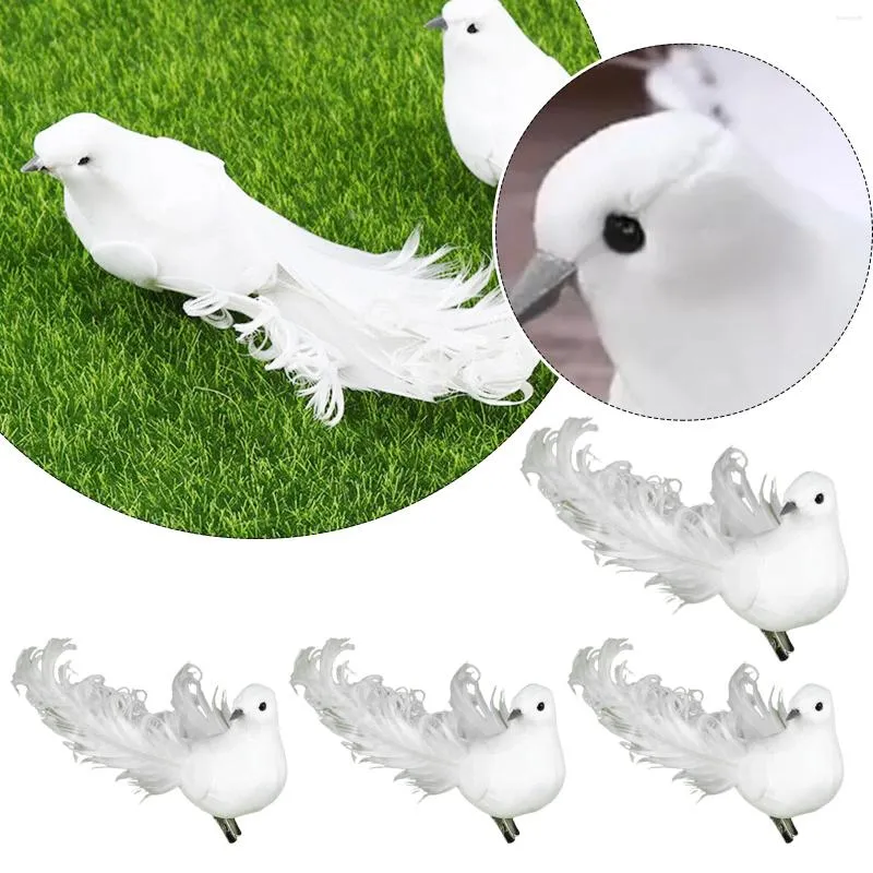 Figurines décoratives 4pcs en mousse artificielle Lover Paix Picheons blancs Jardin Décor de mariage Birds Craft Birds Pographie