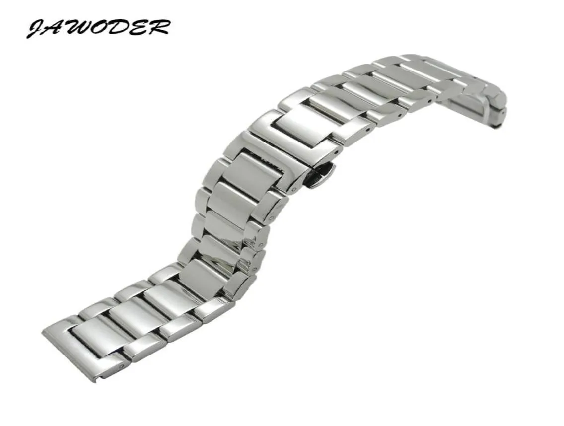 Jawoder Watchband 18 20 22 24mm Männer Frauen Silber Pure Solid Edelstahl Polishing Watch Band Armband Einsatzschnalle Armband4861249
