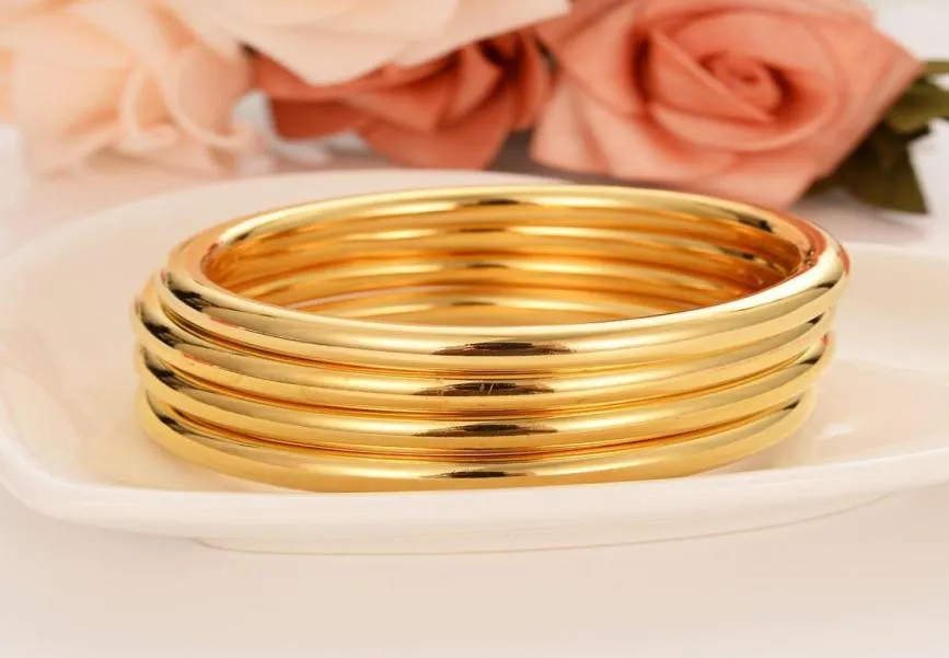 Fyra stycken sätter hela mode Dubai Glaze Bangle smycken 18 K Fint gult guldfyllda Dubai -armband5889583