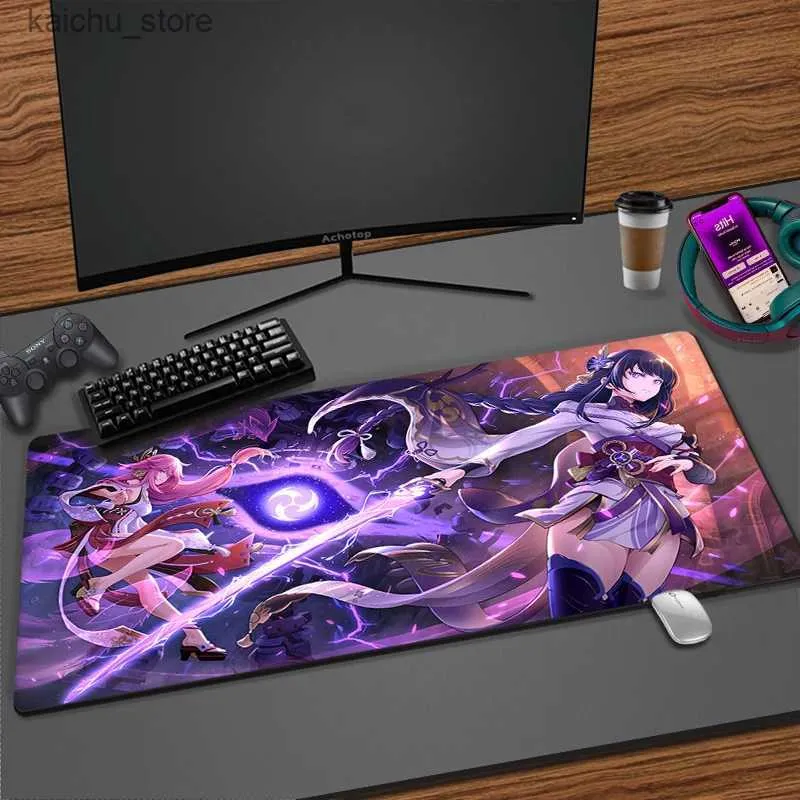 Muisblokken Pols Rustt grote muiskussen PC Gamer Desk Mat Genshin Impact Gaming Accessories Keyboard Deskmat Deskmat Laptop Anime MousePad 900x400mm Deskmap8cj