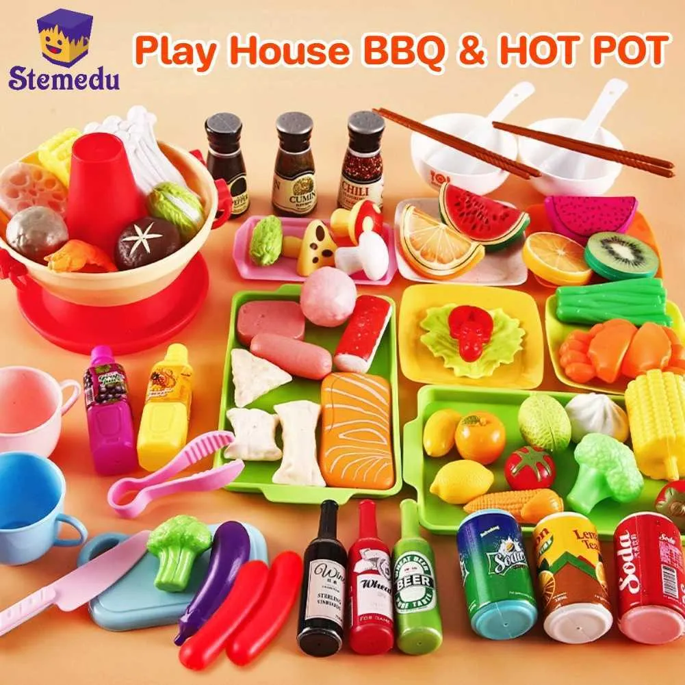 Wooden Toy Cooking Set For Kids, Multicolor BBQ Play... 