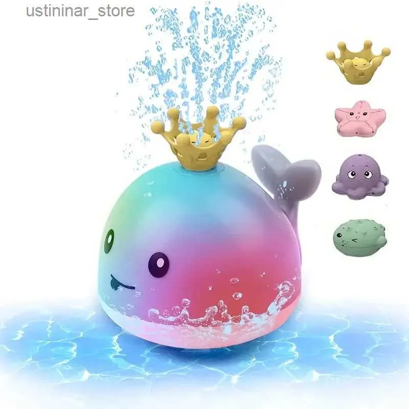 Sand spielen Wasser Spaß Baby Bad Spielzeug Wale Elektrische induktive Wasserspraykugel mit leichtem Badezimmer Badewanne Schwimmspielzeug für Kleinkindkinder Kinder L416