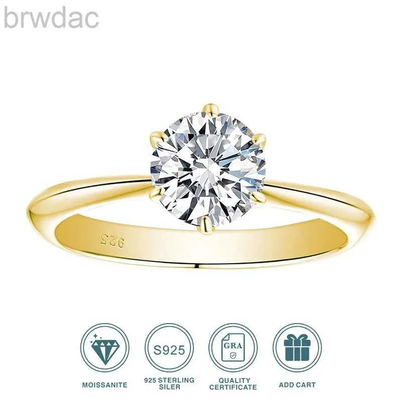 Solitaire Ring GRA معتمدة 1-5CT Moissanite Ring VVS1 Lab Diamonds Solitaire For Women Enighter Promise Bresident Band Jewelery D240419