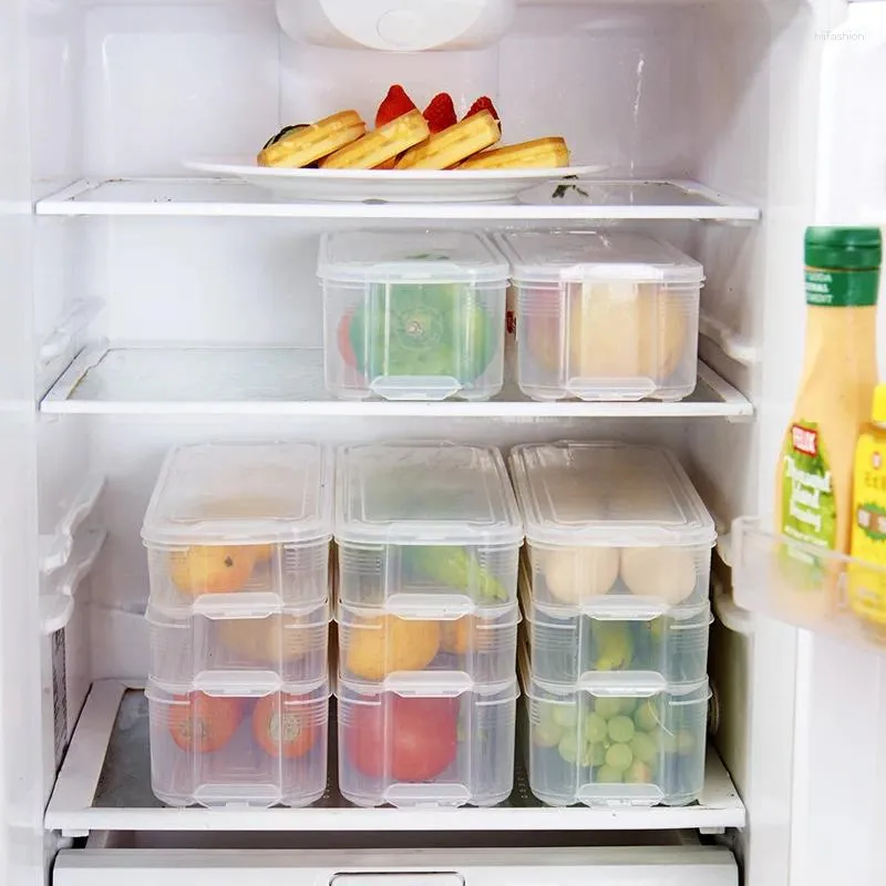 Aufbewahrung Flaschen 3 Tiers Kühlschrank Lebensmittelbehälter Frischhalte Kasten Küche Versiegelte Organisator Transparent Kühlschrank Schubladenboxen