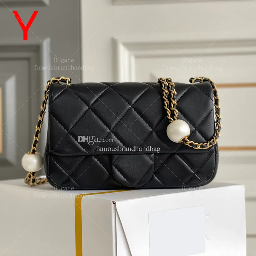 Mini Flap Bag Designer Women Crossbody Bag 10a Lustro Jakość Mini Classic torebka naśladowanie Pearls Evening Torba z pudełkiem C003A