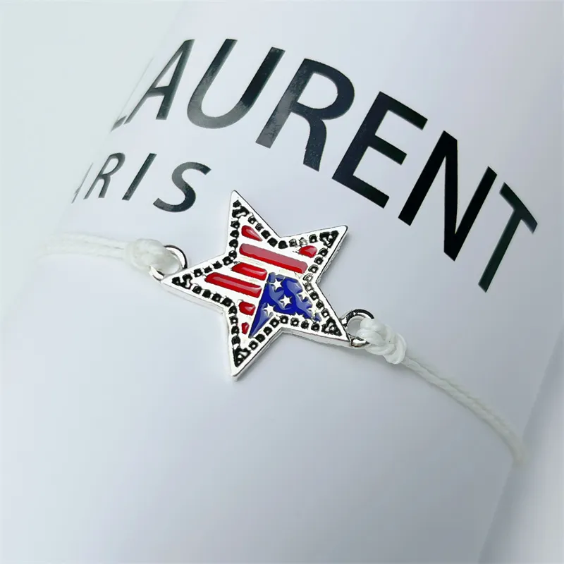 Charm Armband American Independence Day Armband Personlig mode MTI Layered USA Flag Five Pointed Star Pendant Drop Delivery OT1PL