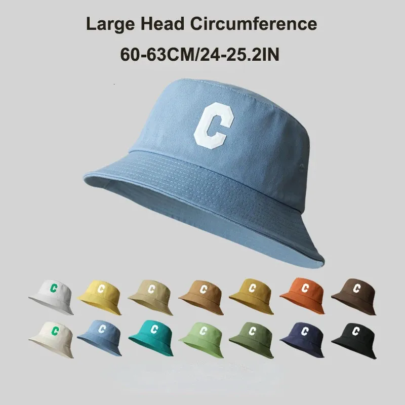 63 cm plus storlek hink hattar för män kvinnor sommar stora huvud panama bob brev hip hop caps utomhus solskade solfiskare hatt 240323
