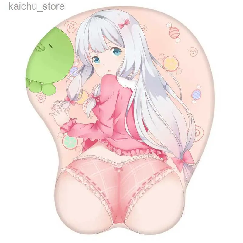 Mouse Pads Wrist Rests Creative Cartoon Anime 3D Sexy Chest Silicone Mouse Pad Wrist Rest Support Cute Y240419