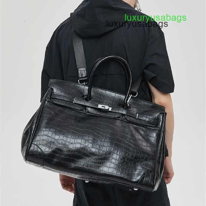 Totas Bolso de 50 cm Cuero 7A Bolso de mano Shoulder Bag Nesbit Luxury Mens Bag Toming Handing Bag Luggage Bag Gran capacidad Patrón de cocodrilo