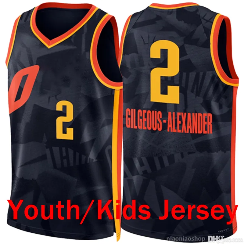 Shai Gilgeous-Alexande Oklahomas City Thunders Basketball-Trikots Chet Holmgren genäht 2023 24 Herren Jugendkinder Basket Hemd Schwarz Weiß