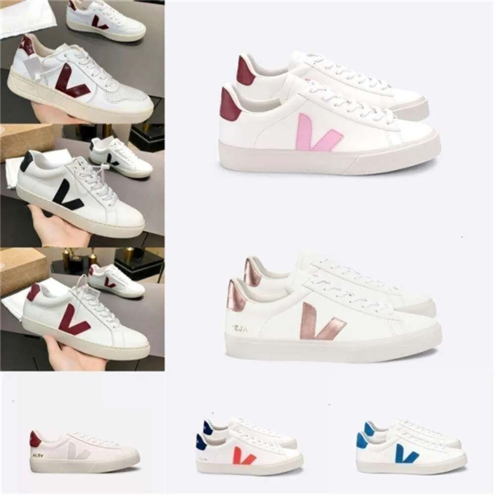 Nya 2024 herrskor French Brasilien Grönt låga koldioxidliv V Organiska bomull Flats Plattform Sneakers Women Casual Classic White Designer Shoes Mens Loafers Vejaons