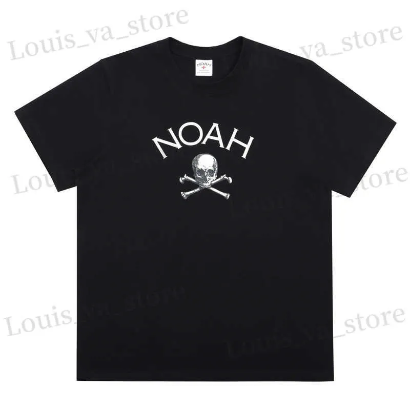 T-shirts masculins Mens Fashion Edition Noah T-shirt vintage squelette imprimé court esclave classique classique noir et blanc noah top t240419