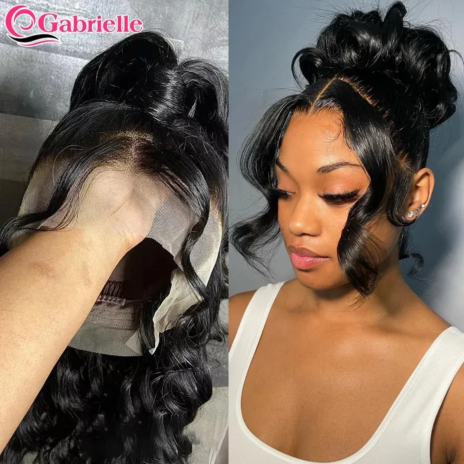 Gabrielle Brazilian Human Hair Body Wave 360 Lace Frontal Ponytail Transparent Lace Long Natural Blonde Hair for Women